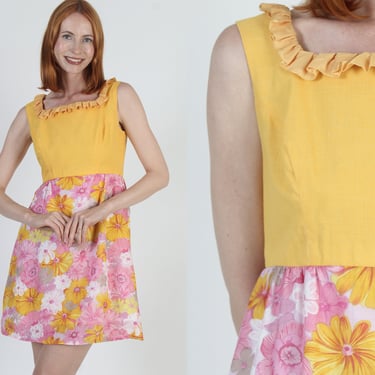 Bright Color 60s Babydoll Dress, Mod Micro Mini Go Go Frock, Vibrant Short Graduation Party Sundress 