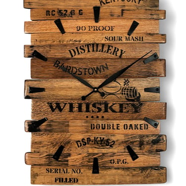 Whiskey Barrel Clock - Bourbon Barrel Wall Hanging Clocks - Kentucky Home Decor - Distillery Theme Time Piece - Reclaimed Oak Cask Art 