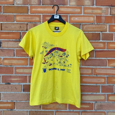 vintage 80s yellow denver dash racing tee / s small 