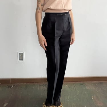 Black Silk-Wool Cigarette Pants (S)