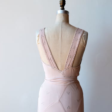 1930s Rhinestone Studded Crepe Dress 