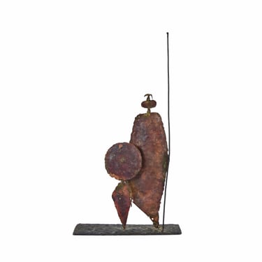 1959 Marcello Fantoni Midcentury Modern Metal Sculpture Abstract African Warrior sgnd 