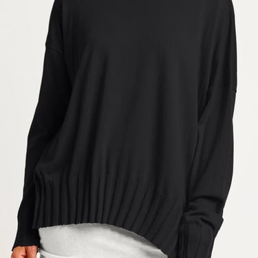 Ribbed Boatneck Sweater in BLACK Only