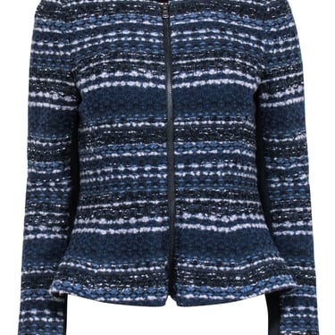 Rebecca Taylor - Navy & Grey Tweed Zipper Front Jacket Sz 8