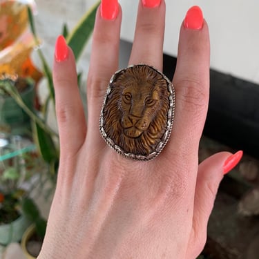 Tigers Eye Lion Ring from Nepal
