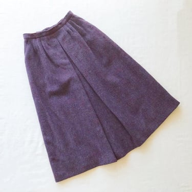 vintage wool skirt tweed pleated skirt high waist midi skirt maxi blue skirt circle skirt Made in Ireland minimalist capsule wardrobe size S 