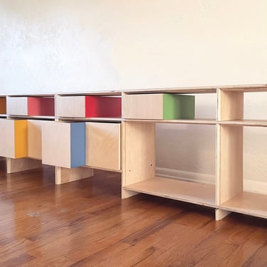 MODUL METAMORPHOSIS - Birch Mid Century Modern / Modular Shelving Unit / Sideboard / Credenza / Room Divider 