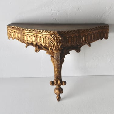 Italian Style Giltwood Hanging Wall Bracket Shelf Sconce Mid-Century Vintage 