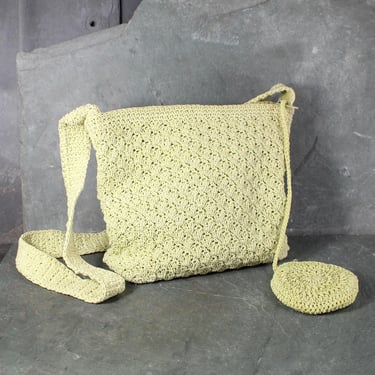 Fabulous Vintage Celery Green Woven Bag with Attached Coin Purse | Vintage Fashionista Gift | BoHo Chic Shoulder Bag | Bixley Shop 