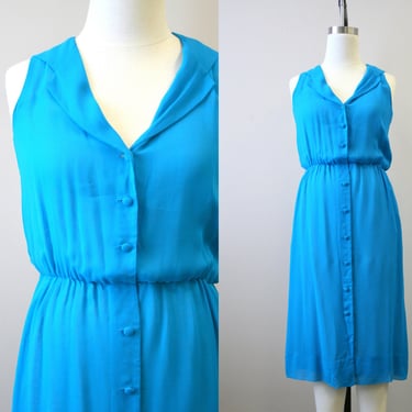1960s Turquoise Chiffon Dress 