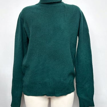 Cox Moore CASHMERE Turtleneck Sweater Pullover Vintage England Medium Long Sleeve Dark Forrest Green Pure Cashmere wool Top Shirt 1960's 