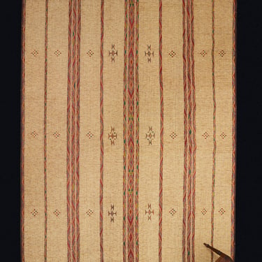 Light Colored Extra Large Tuareg Carpet with Small Open Work Diamonds Floating on a Field