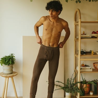 Organic Long Underwear, Brown Long Johns, Mens & Womens Thermal Underwear, Unisex Winter Underwear 