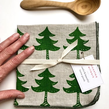 Trees linen napkins,  botanical, woodland, gift for nature lover 