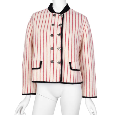 Jean Paul Gaultier Vintage AW 1992 White and Red Stripe Cropped Knit Wool Jacket