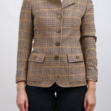 1940s Brown and Black Burberrys Harris Tweed Blazer