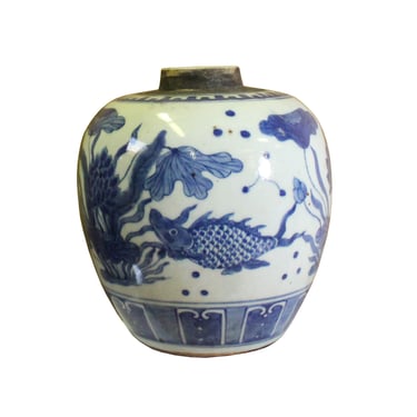 Chinese Oriental Handpaint Small Blue White Porcelain Ginger Jar ws549E 