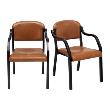 Mid-Century French Leather Armchairs