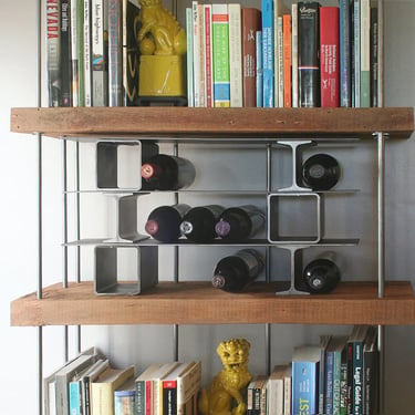 open stacks steel wine rack - from salvaged and recycled content steel - modern industrial minimalist dining 