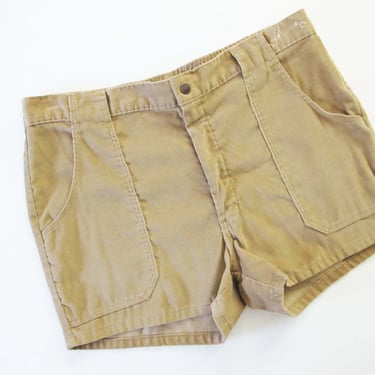 Vintage OP Style Corduroy Shorts M L  35 waist  - 80s Tan Brown Surfy Cord Shorts 