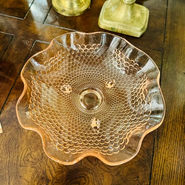 Vintage Depression Glass Footed Dish