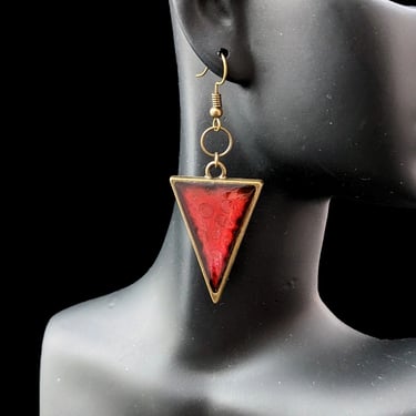 Glowing Red Triangle Earrings
