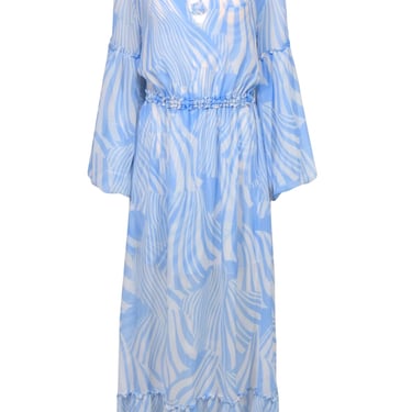 MISA Los Angeles - Blue & White Swirl Print Maxi Dress w/ Tassels Sz S