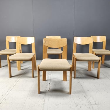 Vintage brutalist dining chairs, set of 6 - 1970s - vintage wooden chairs- brutalist chairs- mid century dining chairs - vintage chairs 