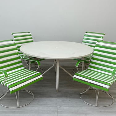 Homecrest Mid-Century Outdoor Dining Table W/4-Vinyl Strapped Arm Chairs  (SHIPPING NOT FREE) 