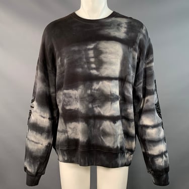 AMIRI Size S Grey Black Tie Dye Glitter Applique Cotton Crew Neck Sweatshirt