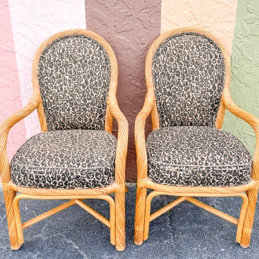 Pair of Fierce Twisted Rattan Arm Chairs