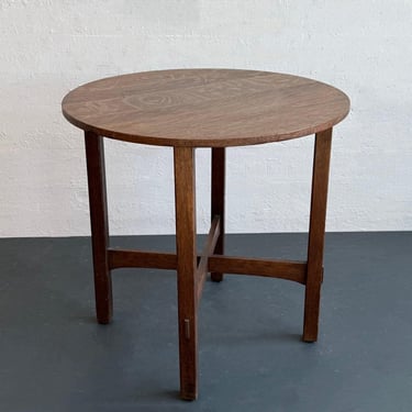 Arts And Crafts Round Oak Table By Gustav Stickley