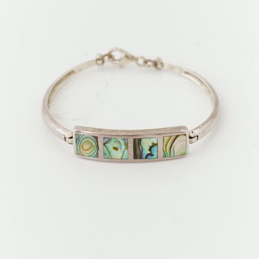 Vintage Silver Cuff With Mother-of-Pearl Inlay