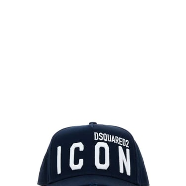 Dsquared Men Navy Blue Gabardine Baseball Cap