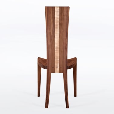Handmade Dining Chair In Solid Walnut and Curly Maple Wood - Gazelle High Back 