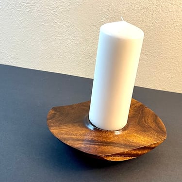 Vintage Carved Jacaranda Wood Tealight or Votive Candle Holder 