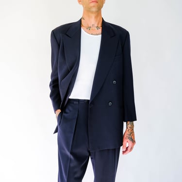 Vintage 80s Giorgio Armani Gray Crosshatch Wool Gabardine | The