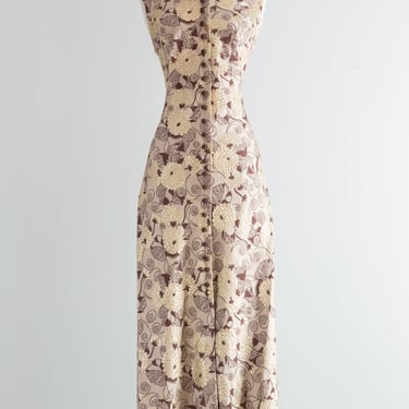 Sexy 1960's Klimt Inspired Autumn Gold Brocade Evening Gown / Medium