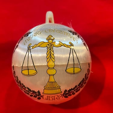 vintage Libra Christmas ornament spun satin ball zodiac wrap 