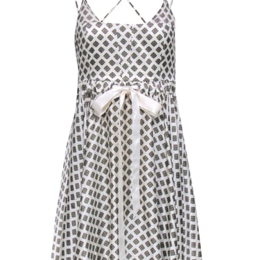 Cinq a Sept - Ivory Sleeveless Geometric Print Dress Sz XS