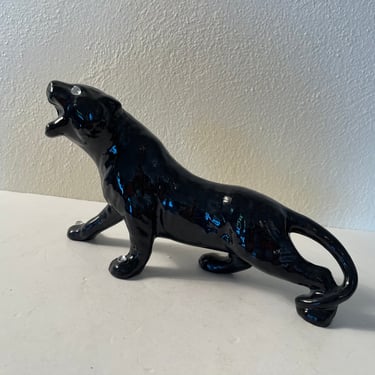Vintage 1950s Mid Century Modern Black Ceramic Panther | Rocket