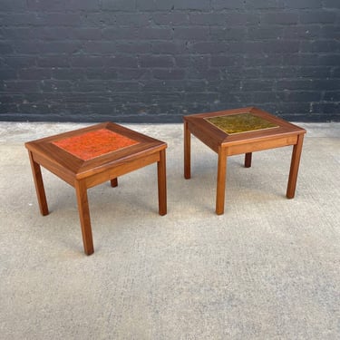 Pair of Mid-Century Modern Tile Top Side Tables by John Keal for Brown Saltman, c.1960’s 