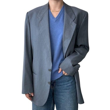 Yves Saint Laurent Mens YSL Slate Blue Striped Wool Sport Coat Blazer 44R 