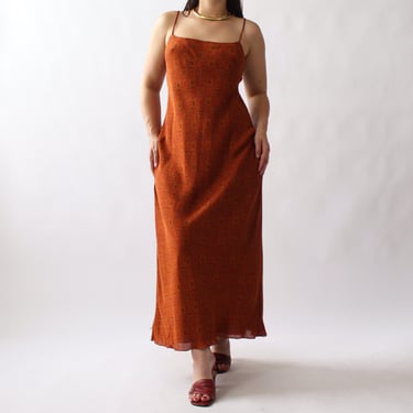 90s Rust Silk Maxi Dress