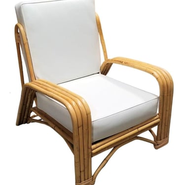 Restored 4-Strand Staple Arm Rattan Lounge Chair by Paul Laszlo 