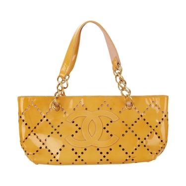 Chanel Yellow Perforated Logo Shoulder Bag