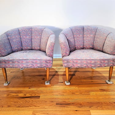 Mid Century Pair of Channel Back Chairs 
