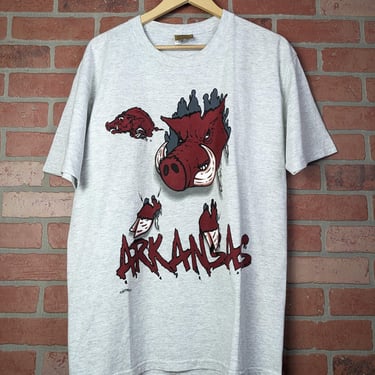 Vintage 90s NCAA Arkansas Razorbacks ORIGINAL Bustin' Through Tee - Larges 