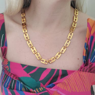 Signed Designer Gold Givenchy Chain Link  Necklace