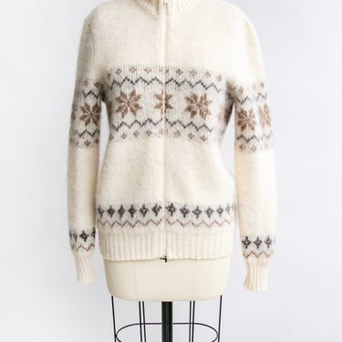 1970s Icelandic Wool Sweater Fuzzy Cardigan S / XS 